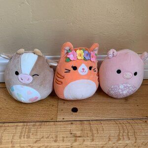 Squishmallow Plush Lot of 6” Cat, Cow, Pig